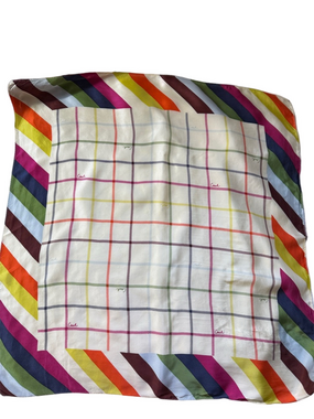 Coach Multicolor Striped & Checked Silk Scarf